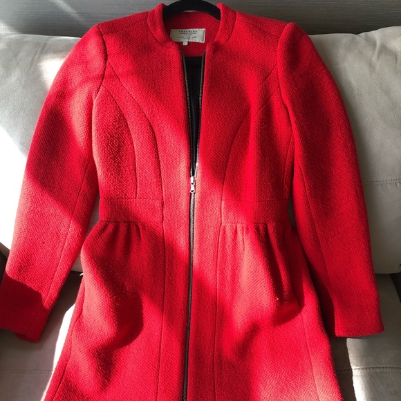Zara Jackets & Blazers - Zara Trafaluc Red Coat Size XS